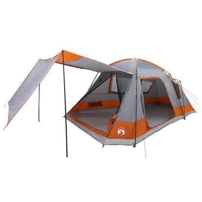 vidaXL Cabin Tent Grey and Orange 12-Person Polyester and Steel