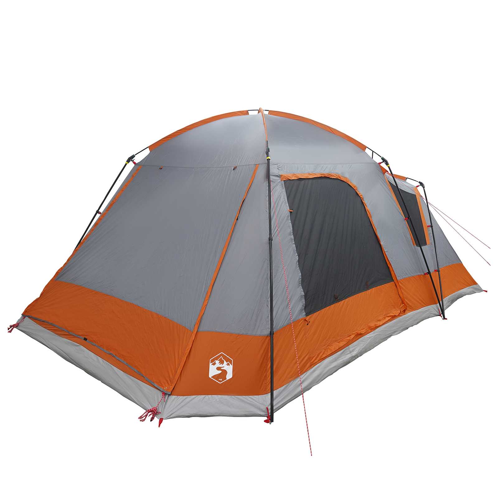 vidaXL Cabin Tent Grey and Orange 12-Person Polyester and Steel