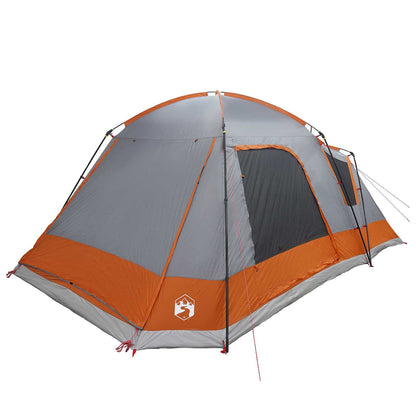 vidaXL Cabin Tent Grey and Orange 12-Person Polyester and Steel