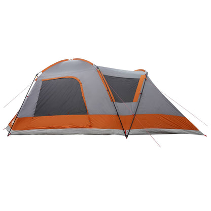 vidaXL Cabin Tent Grey and Orange 12-Person Polyester and Steel