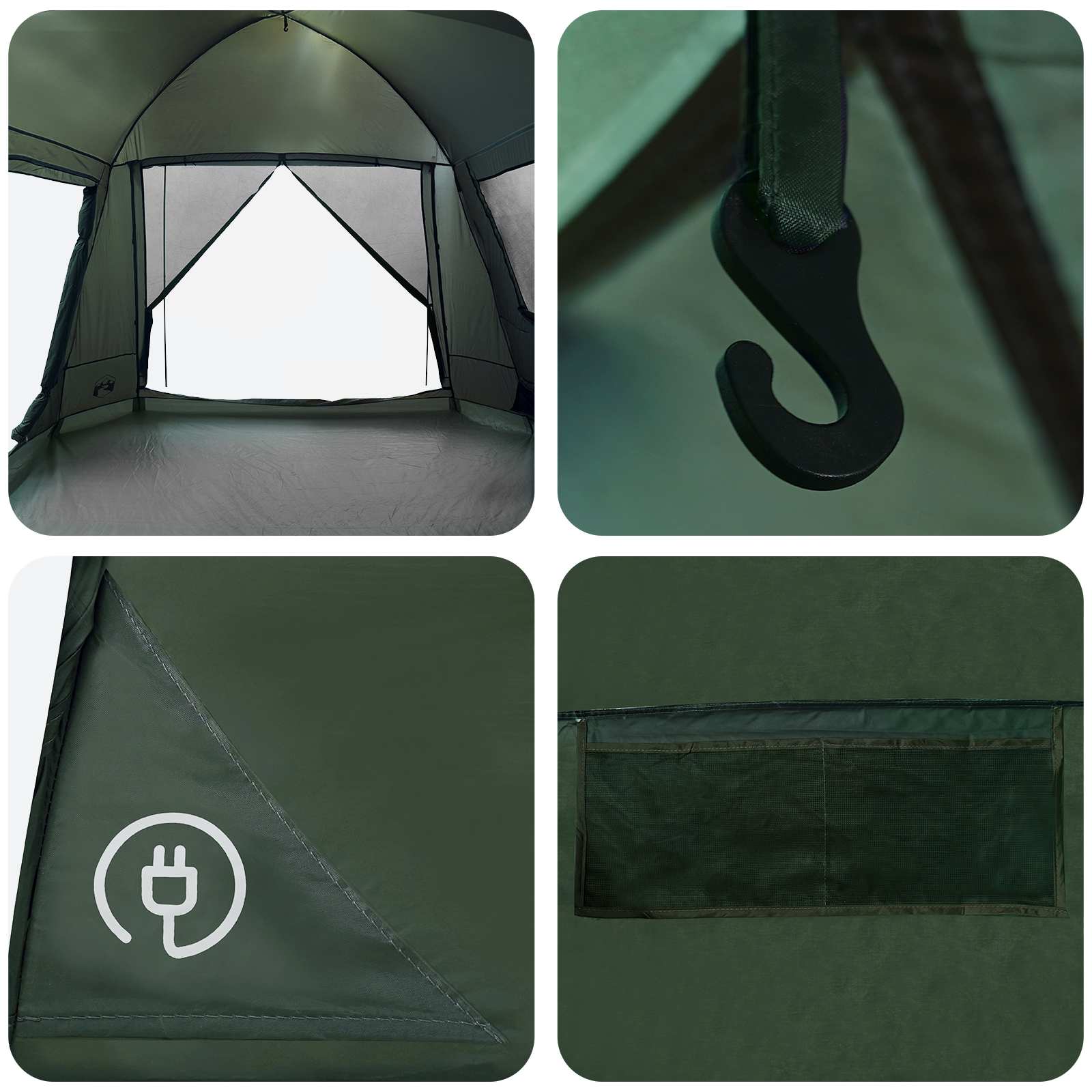 vidaXL Cabin Tent with Roof Army green 12-Person Polyester and Steel