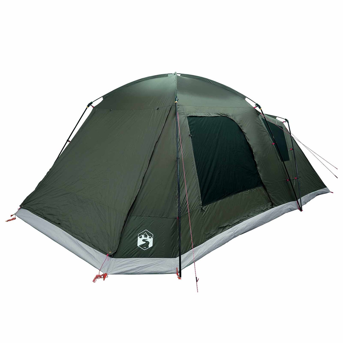 vidaXL Cabin Tent with Roof Army green 12-Person Polyester and Steel