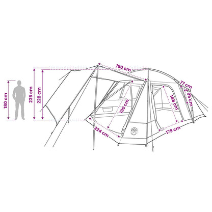 vidaXL Cabin Tent with Roof Army green 12-Person Polyester and Steel