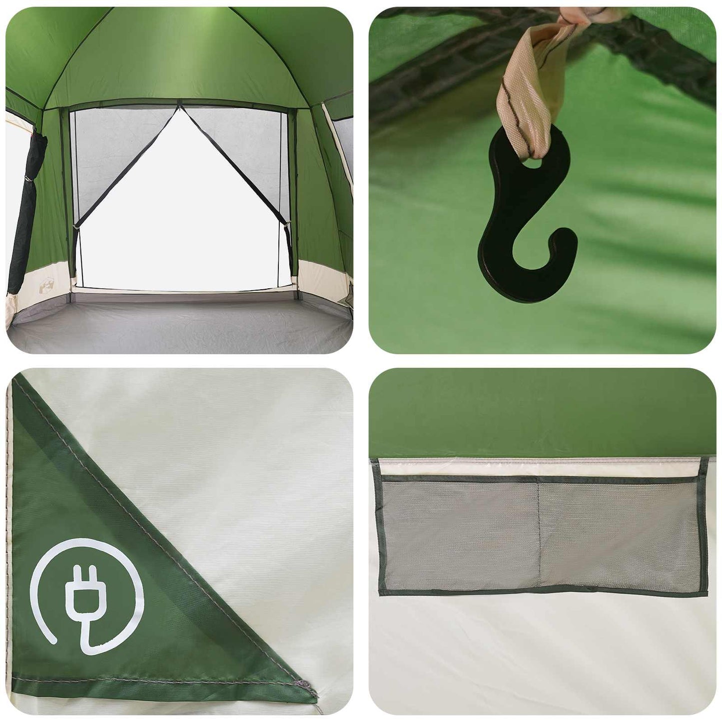 vidaXL Cabin Tent with Roof Green 8-Person Polyester and Steel