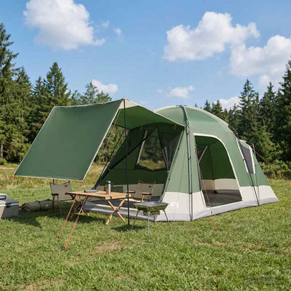 vidaXL Cabin Tent with Roof Green 8-Person Polyester and Steel