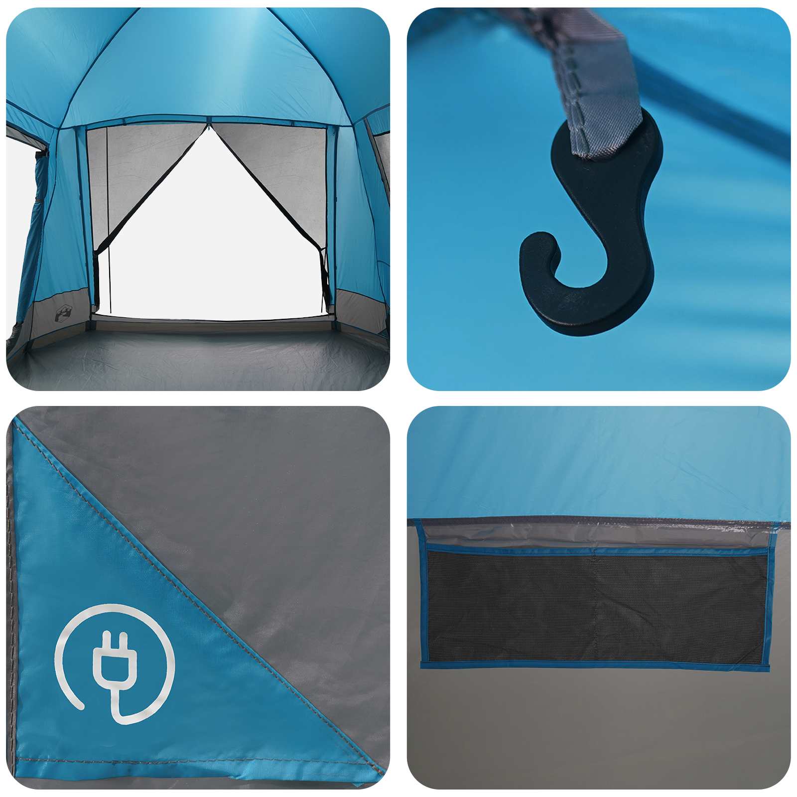 vidaXL Cabin Tent with Roof Blue 8-Person Polyester and Steel