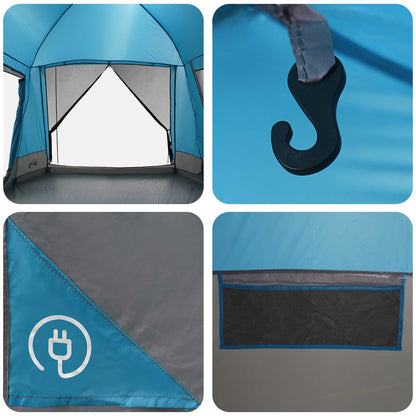 vidaXL Cabin Tent with Roof Blue 8-Person Polyester and Steel