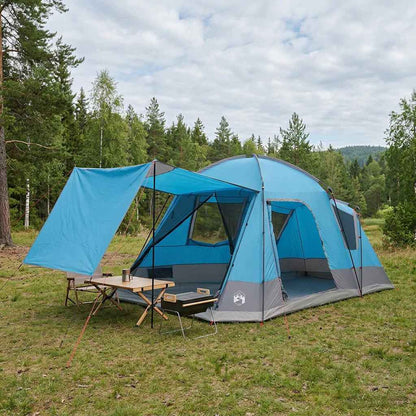 vidaXL Cabin Tent with Roof Blue 8-Person Polyester and Steel