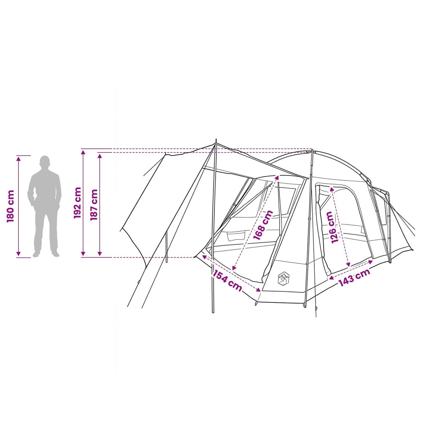vidaXL Cabin Tent with Roof Blue 8-Person Polyester and Steel