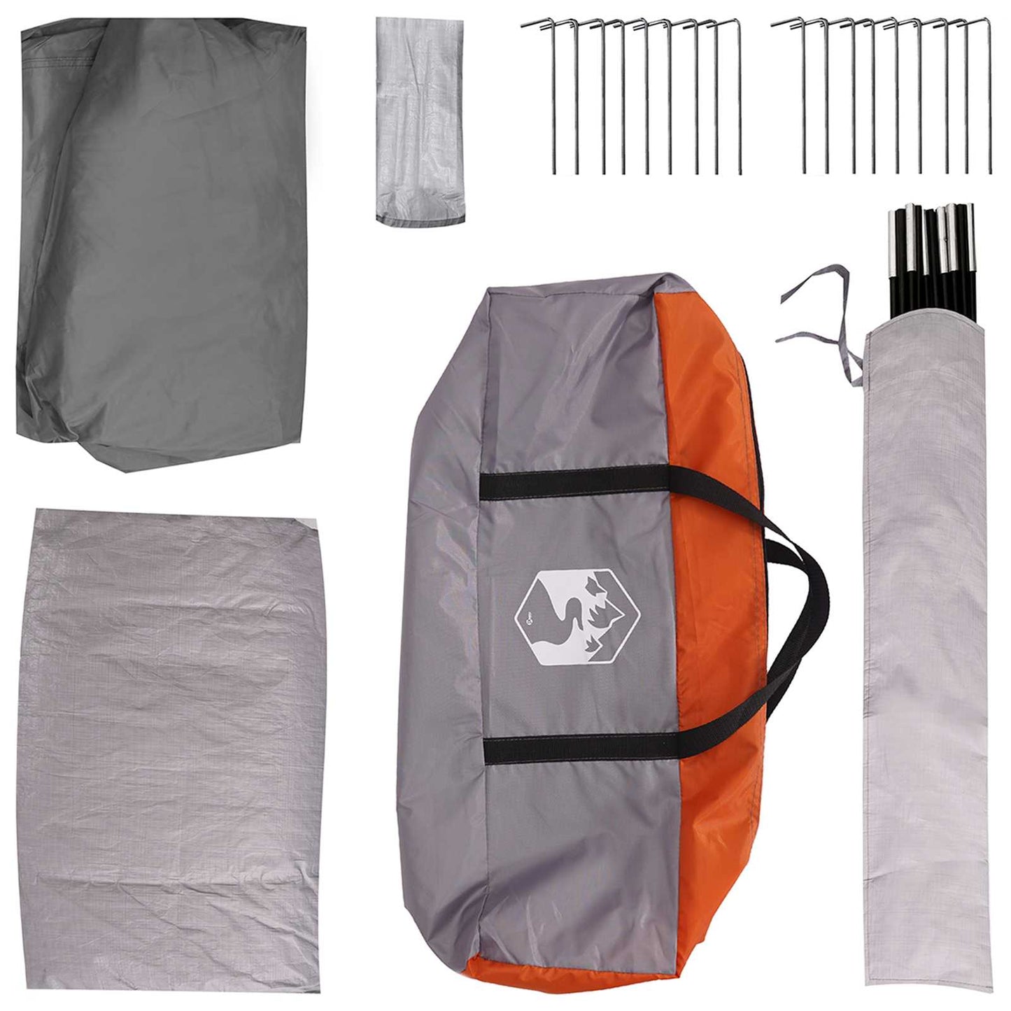 vidaXL Cabin Tent Grey and Orange 8-Person Polyester and Steel