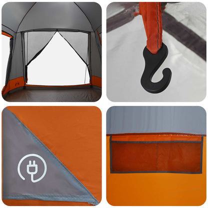 vidaXL Cabin Tent Grey and Orange 8-Person Polyester and Steel