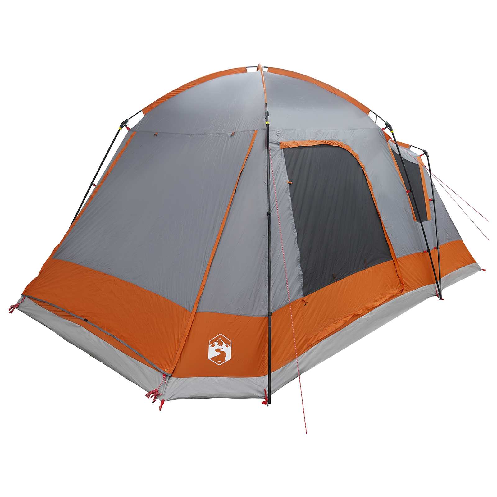 vidaXL Cabin Tent Grey and Orange 8-Person Polyester and Steel