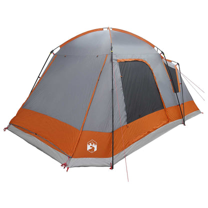 vidaXL Cabin Tent Grey and Orange 8-Person Polyester and Steel