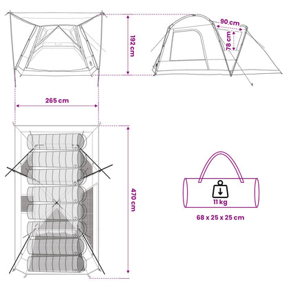 vidaXL Cabin Tent Grey and Orange 8-Person Polyester and Steel