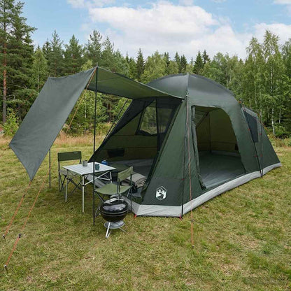 vidaXL Cabin Tent with Roof Army green 8-Person Polyester and Steel