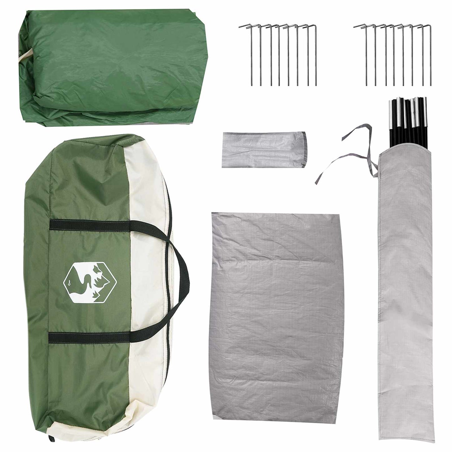 vidaXL Cabin Tent with Roof Green 4-Person Polyester and Steel