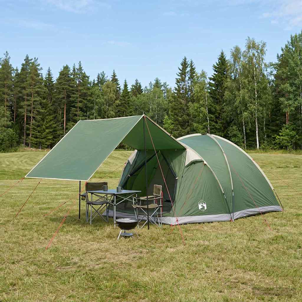 vidaXL Cabin Tent with Roof Green 4-Person Polyester and Steel