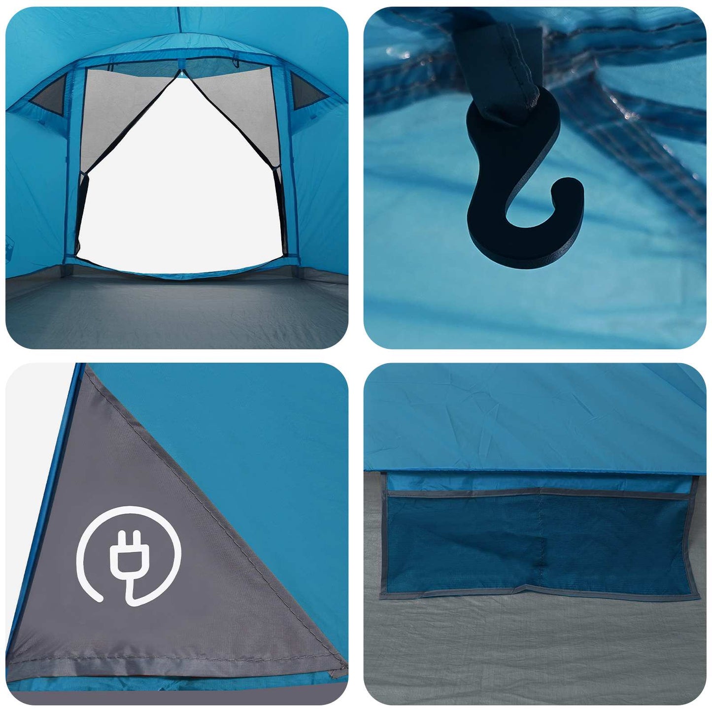 vidaXL Cabin Tent with Roof Blue 4-Person Polyester and Steel