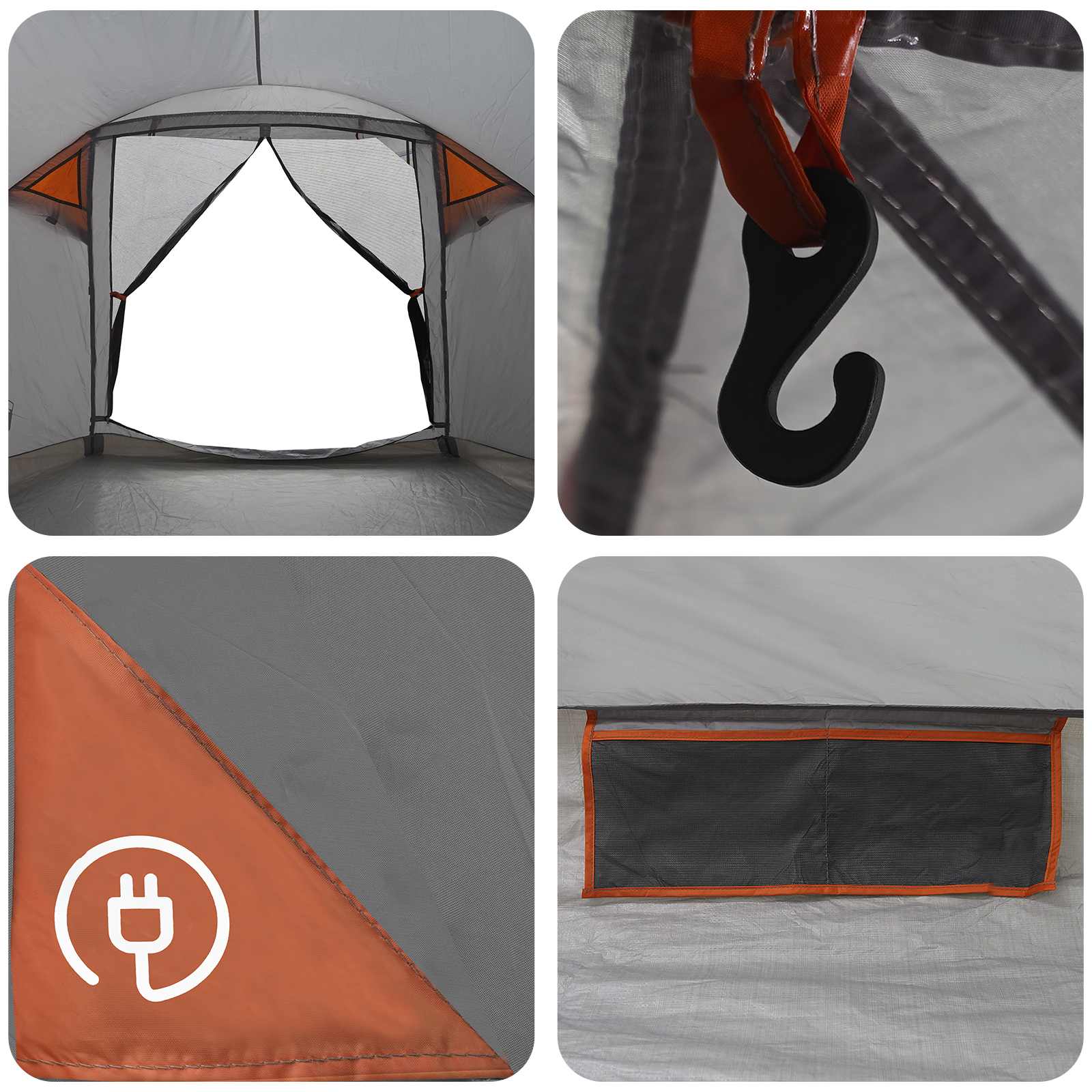 vidaXL Cabin Tent Grey and Orange 4-Person Polyester and Steel