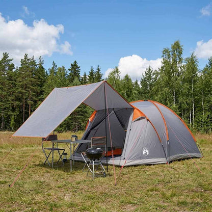 vidaXL Cabin Tent Grey and Orange 4-Person Polyester and Steel