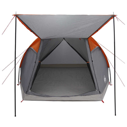 vidaXL Cabin Tent Grey and Orange 4-Person Polyester and Steel