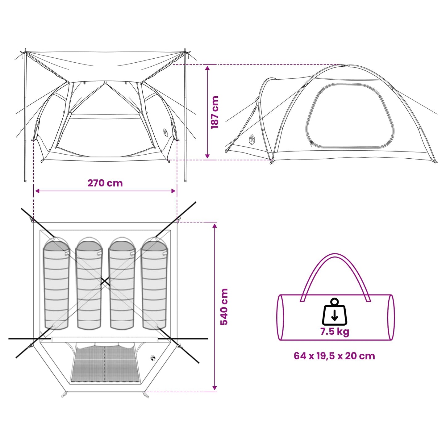 vidaXL Cabin Tent with Roof Army green 4-Person Polyester and Steel