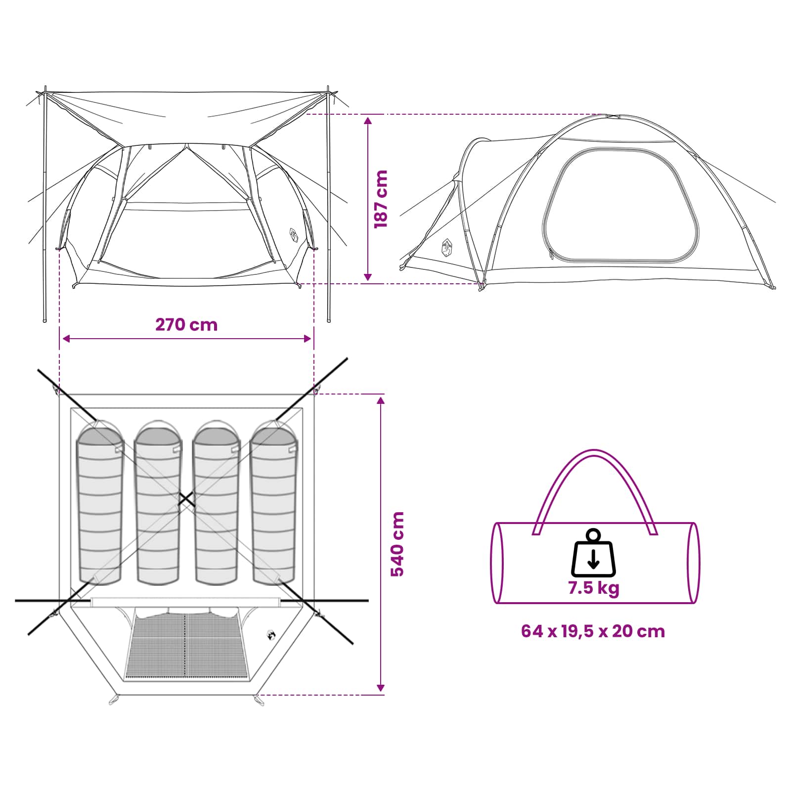 vidaXL Cabin Tent with Roof Army green 4-Person Polyester and Steel