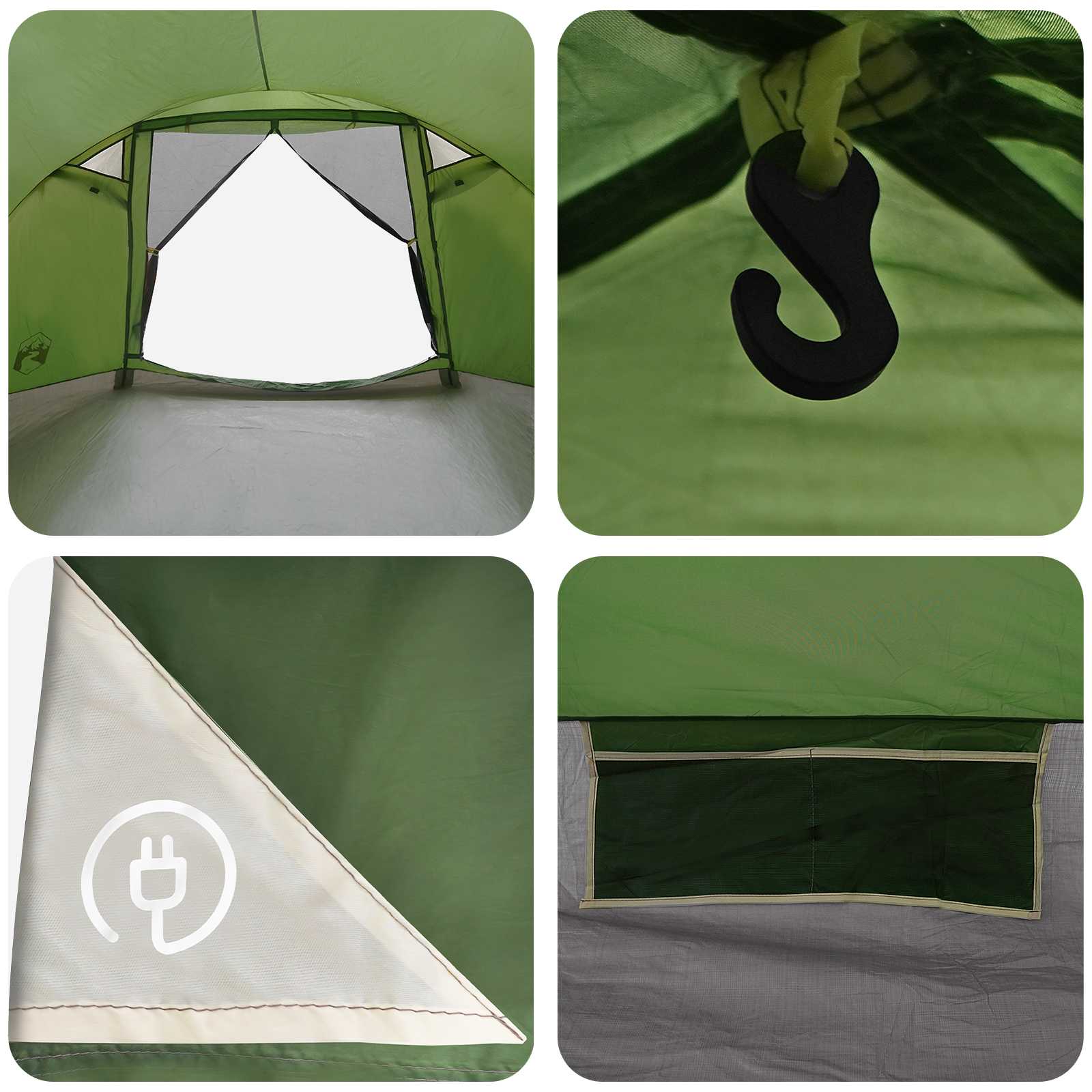 vidaXL Cabin Tent with Roof Green 6-Person Polyester and Steel