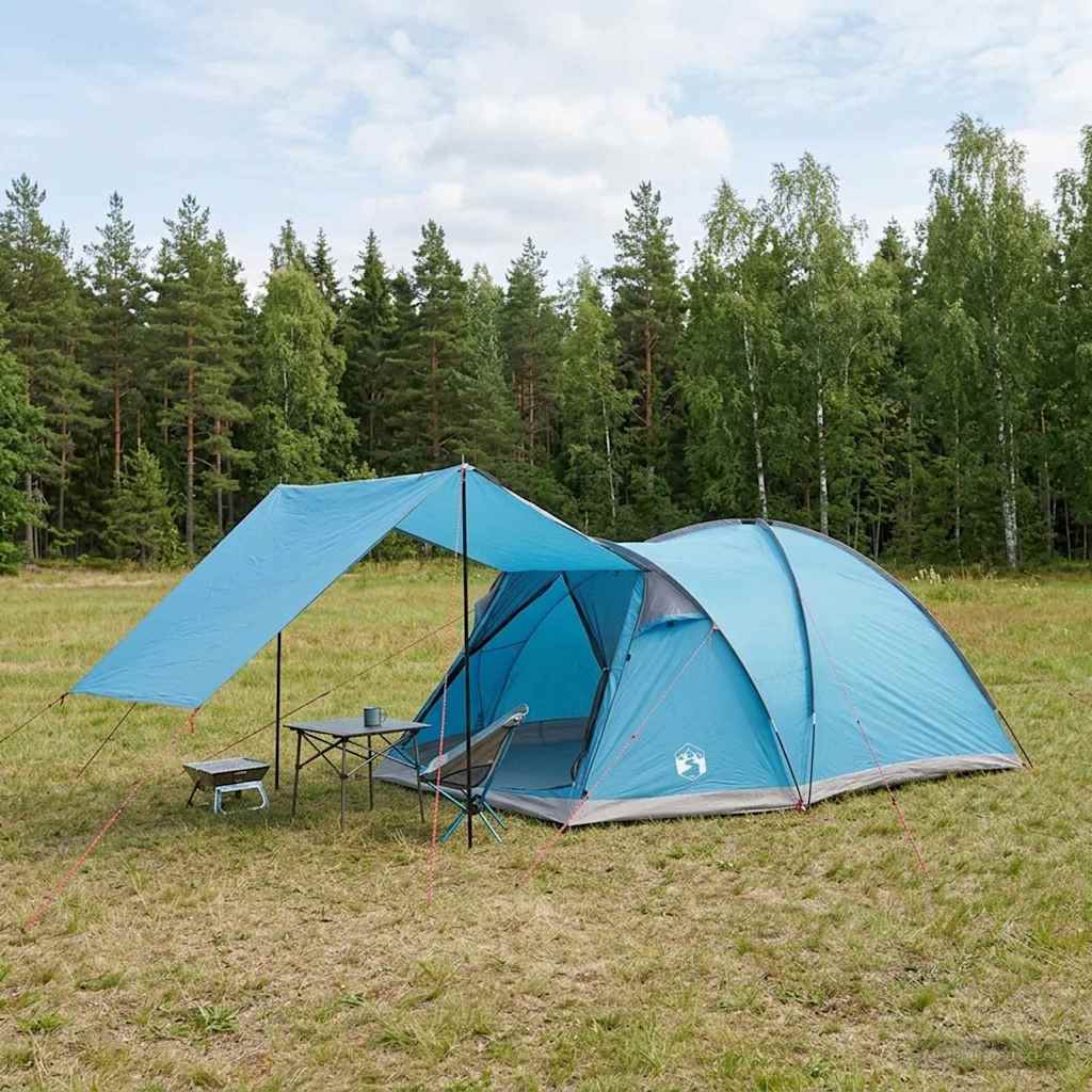 vidaXL Cabin Tent with Roof Blue 6-Person Polyester and Steel