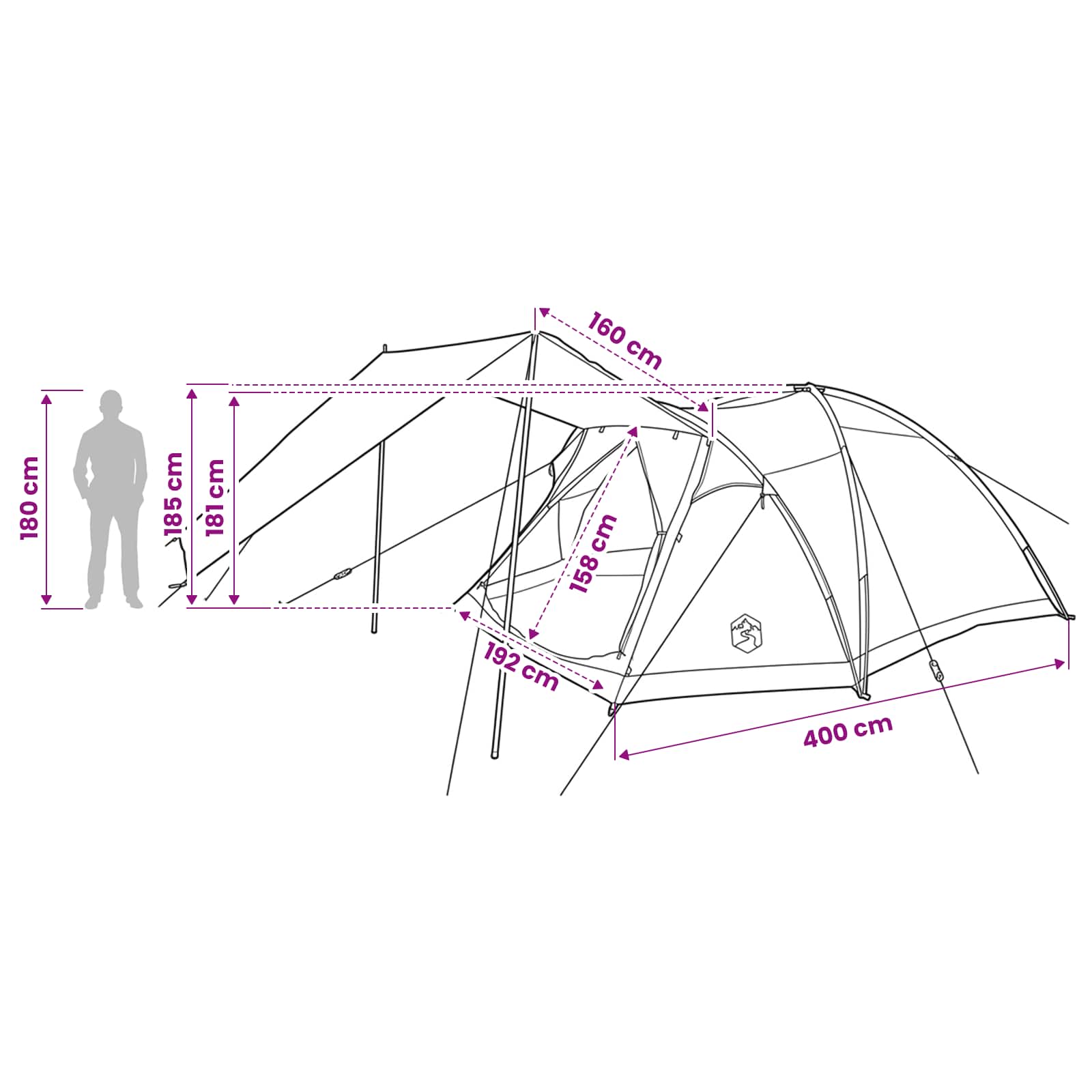 vidaXL Cabin Tent with Roof Blue 6-Person Polyester and Steel