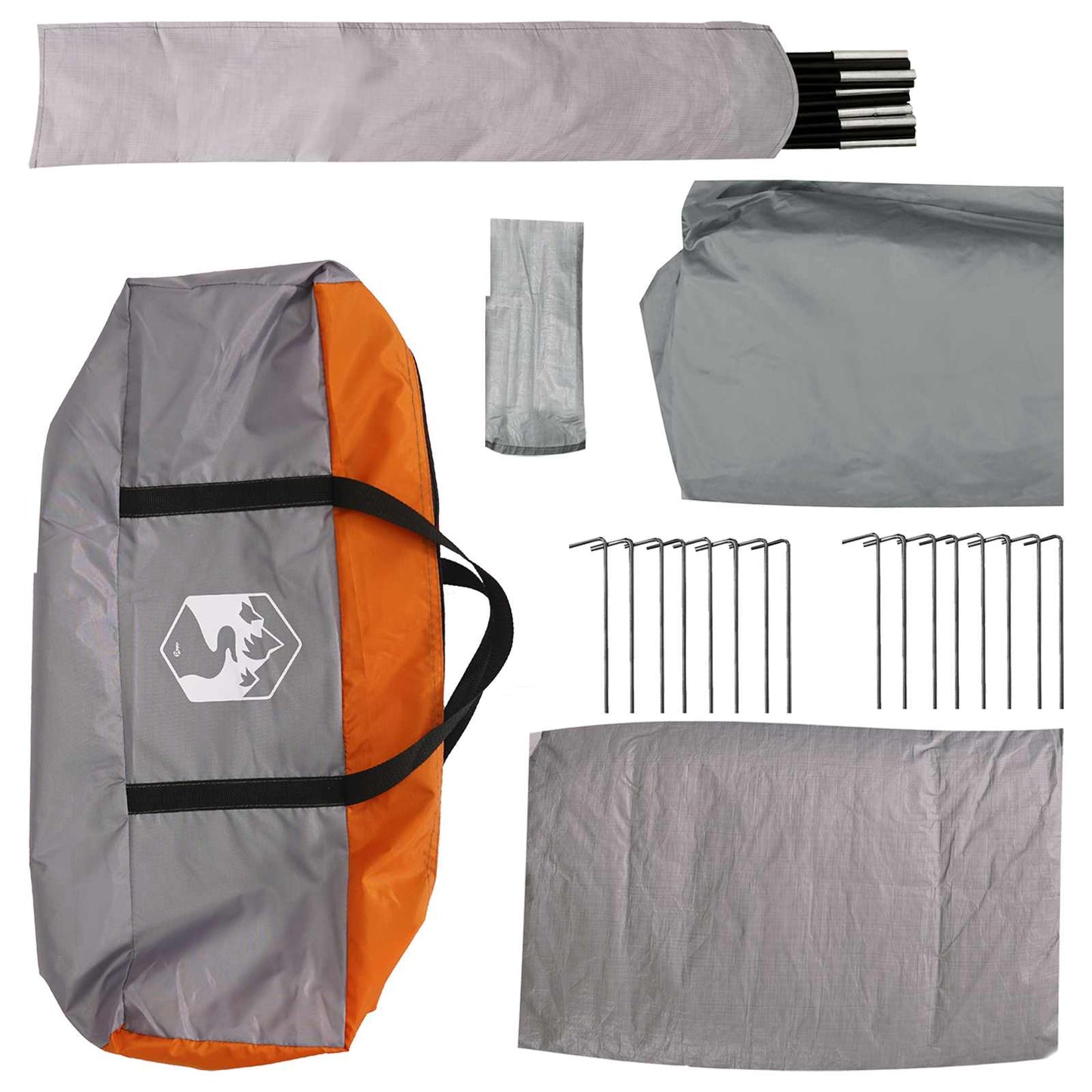 vidaXL Cabin Tent Grey and Orange 6-Person Polyester and Steel