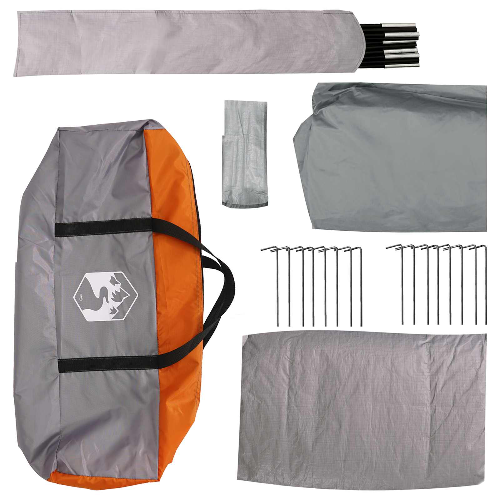 vidaXL Cabin Tent Grey and Orange 6-Person Polyester and Steel