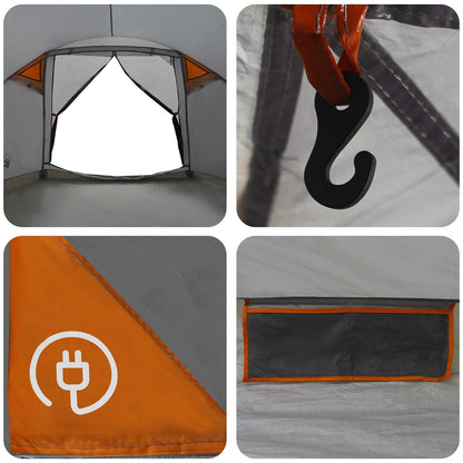 vidaXL Cabin Tent Grey and Orange 6-Person Polyester and Steel