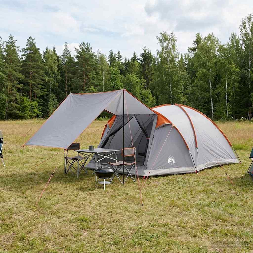 vidaXL Cabin Tent Grey and Orange 6-Person Polyester and Steel