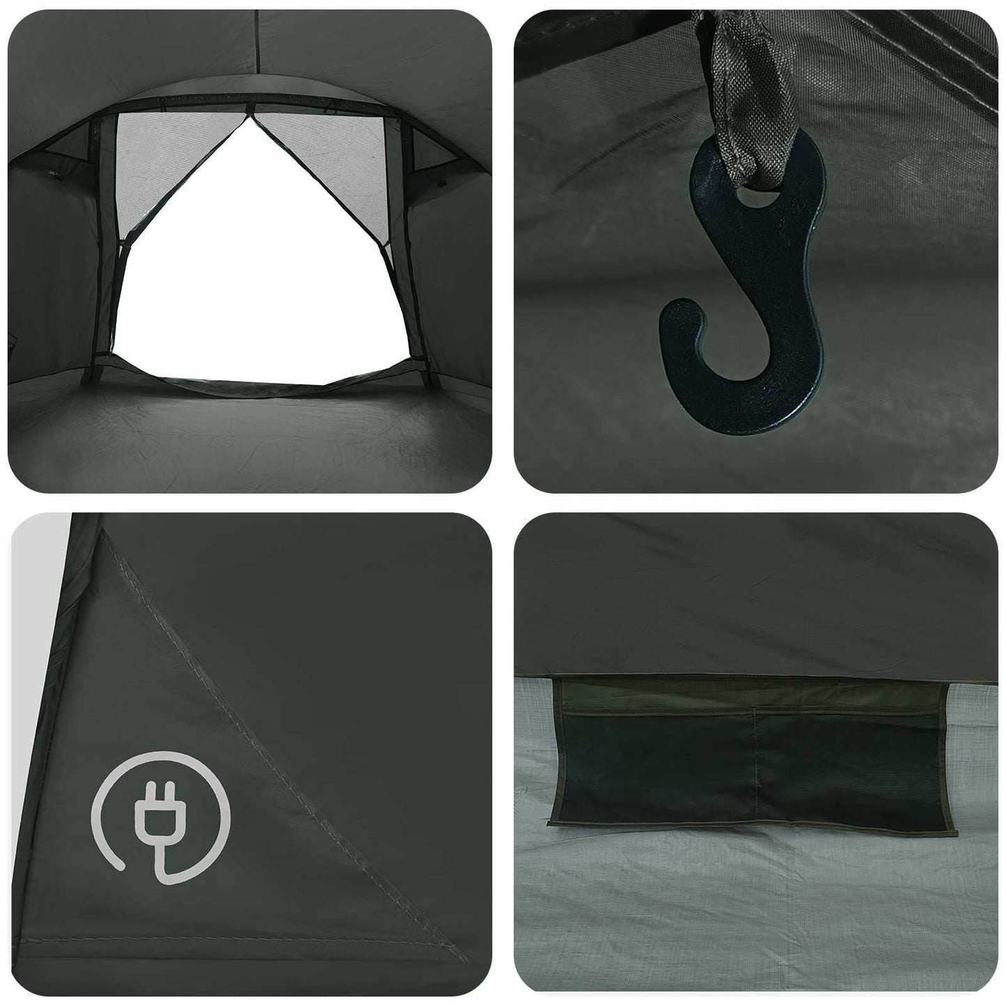 vidaXL Cabin Tent with Roof Army green 6-Person Polyester and Steel