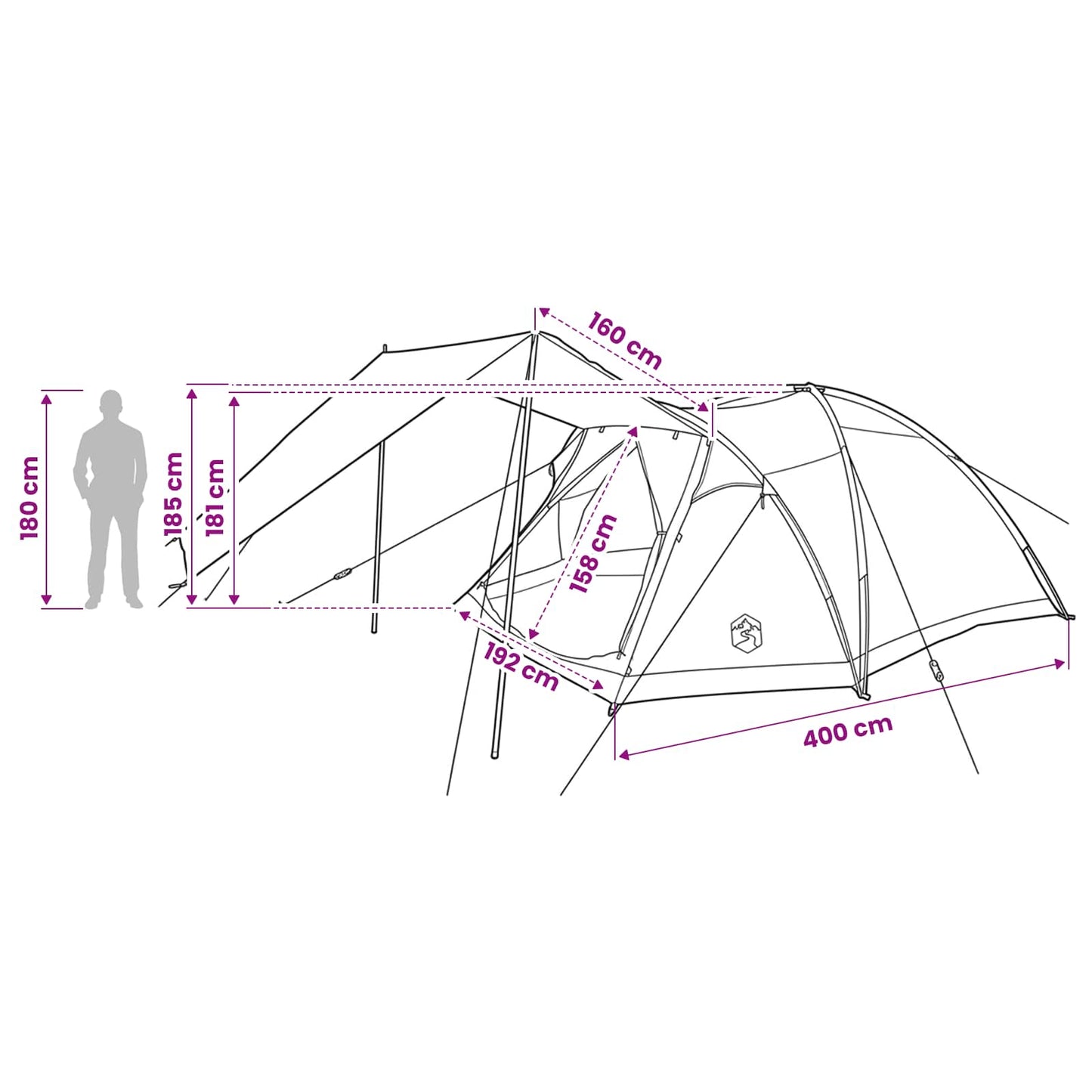 vidaXL Cabin Tent with Roof Army green 6-Person Polyester and Steel