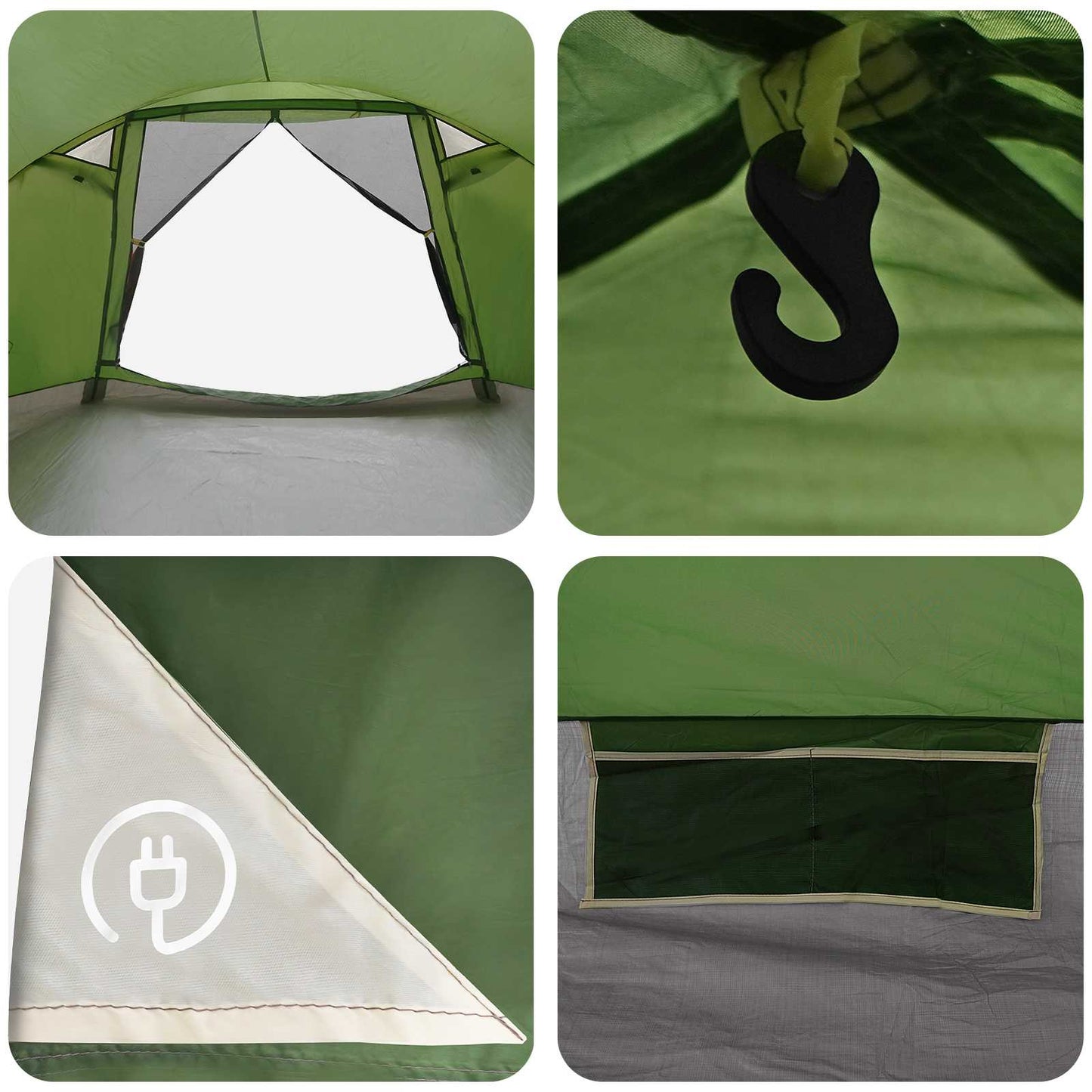 vidaXL Cabin Tent with Roof Green 8-Person Polyester and Steel - 40890
