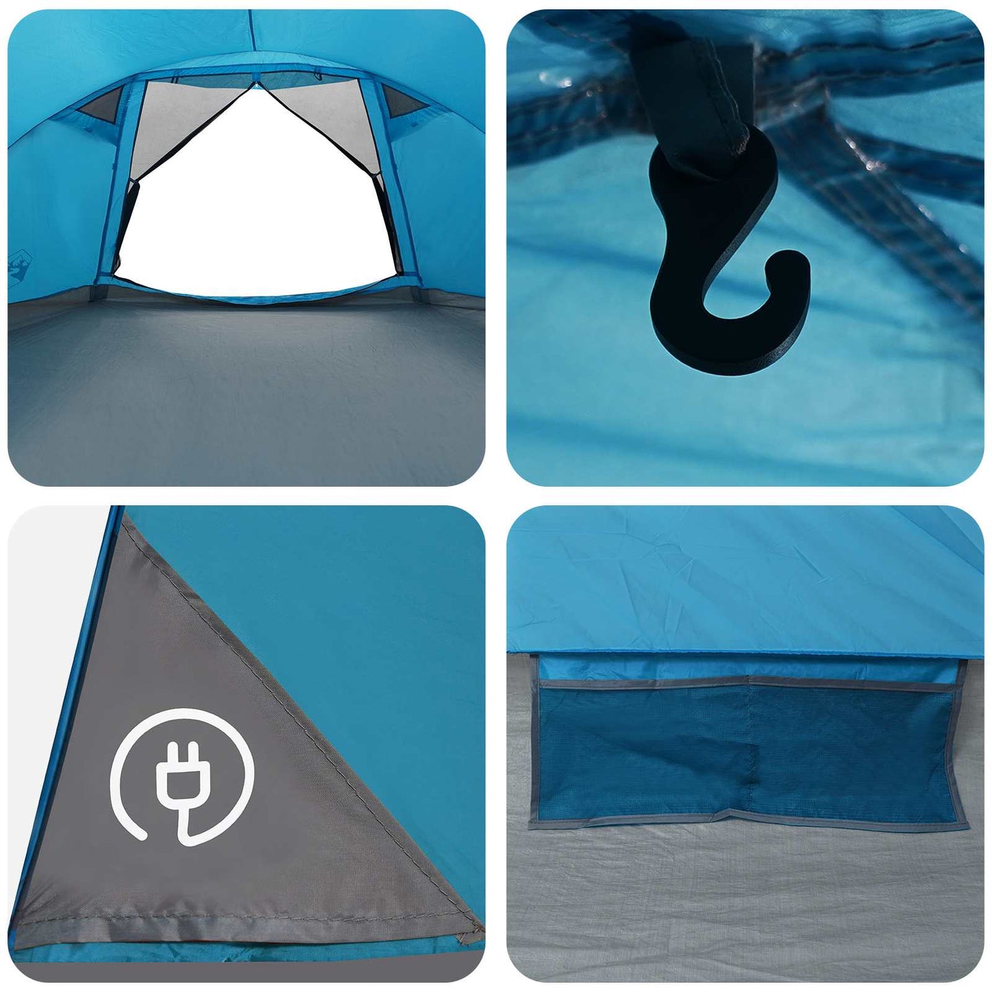 vidaXL Cabin Tent with Roof Blue 8-Person Polyester and Steel - 40893