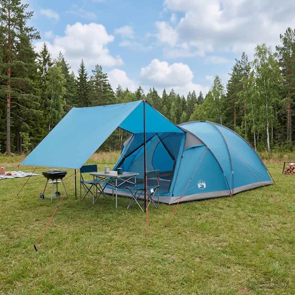 vidaXL Cabin Tent with Roof Blue 8-Person Polyester and Steel - 40893
