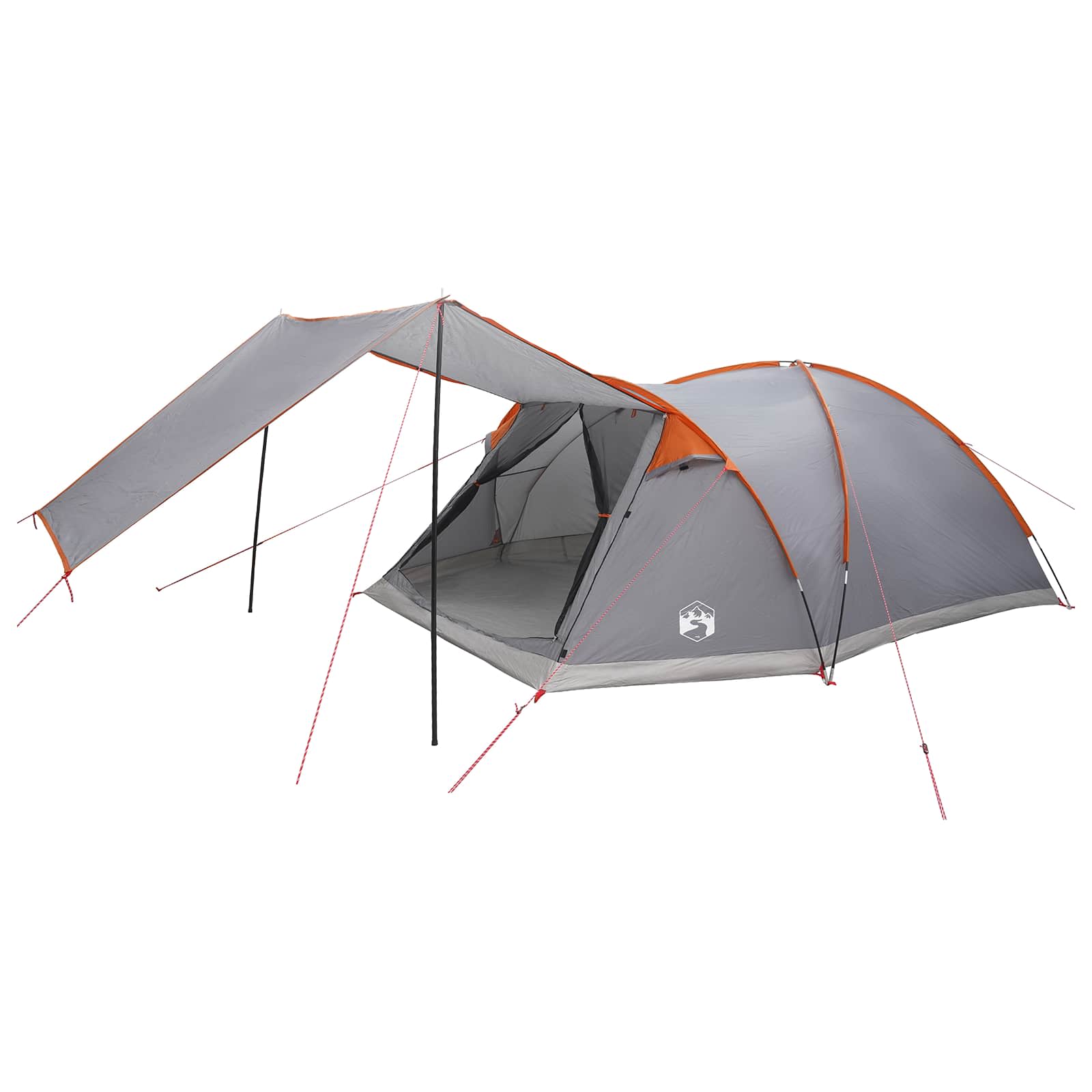 vidaXL Cabin Tent Grey and Orange 8-Person Polyester and Steel - 40898