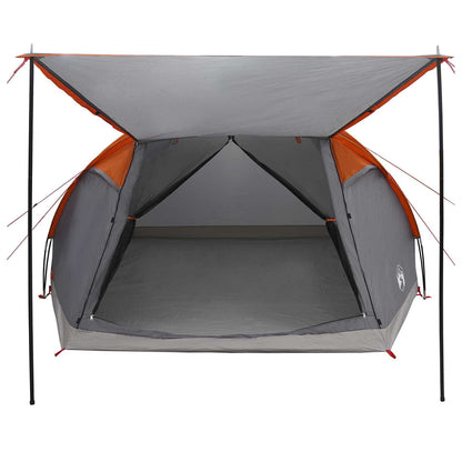 vidaXL Cabin Tent Grey and Orange 8-Person Polyester and Steel - 40898
