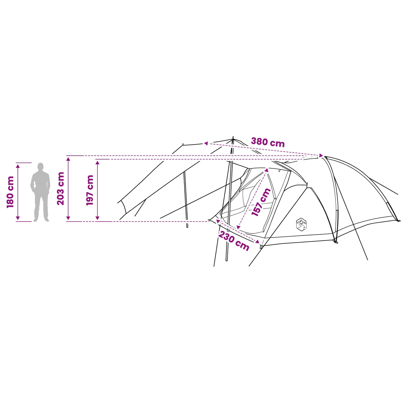 vidaXL Cabin Tent Grey and Orange 8-Person Polyester and Steel - 40898
