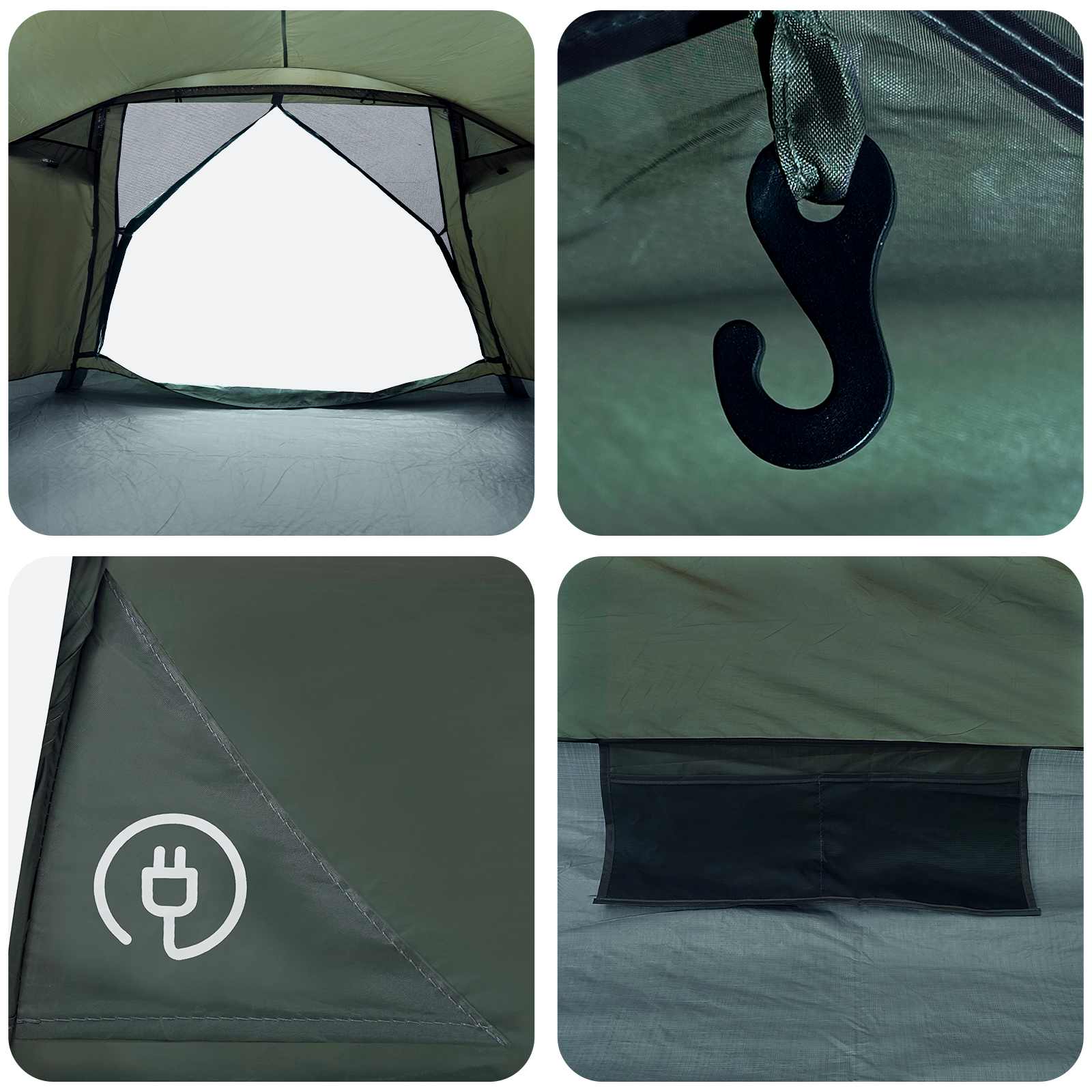 vidaXL Cabin Tent with Roof Army green 8-Person Polyester and Steel - 40911