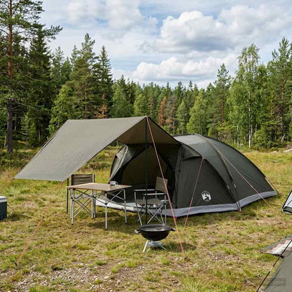 vidaXL Cabin Tent with Roof Army green 8-Person Polyester and Steel - 40911
