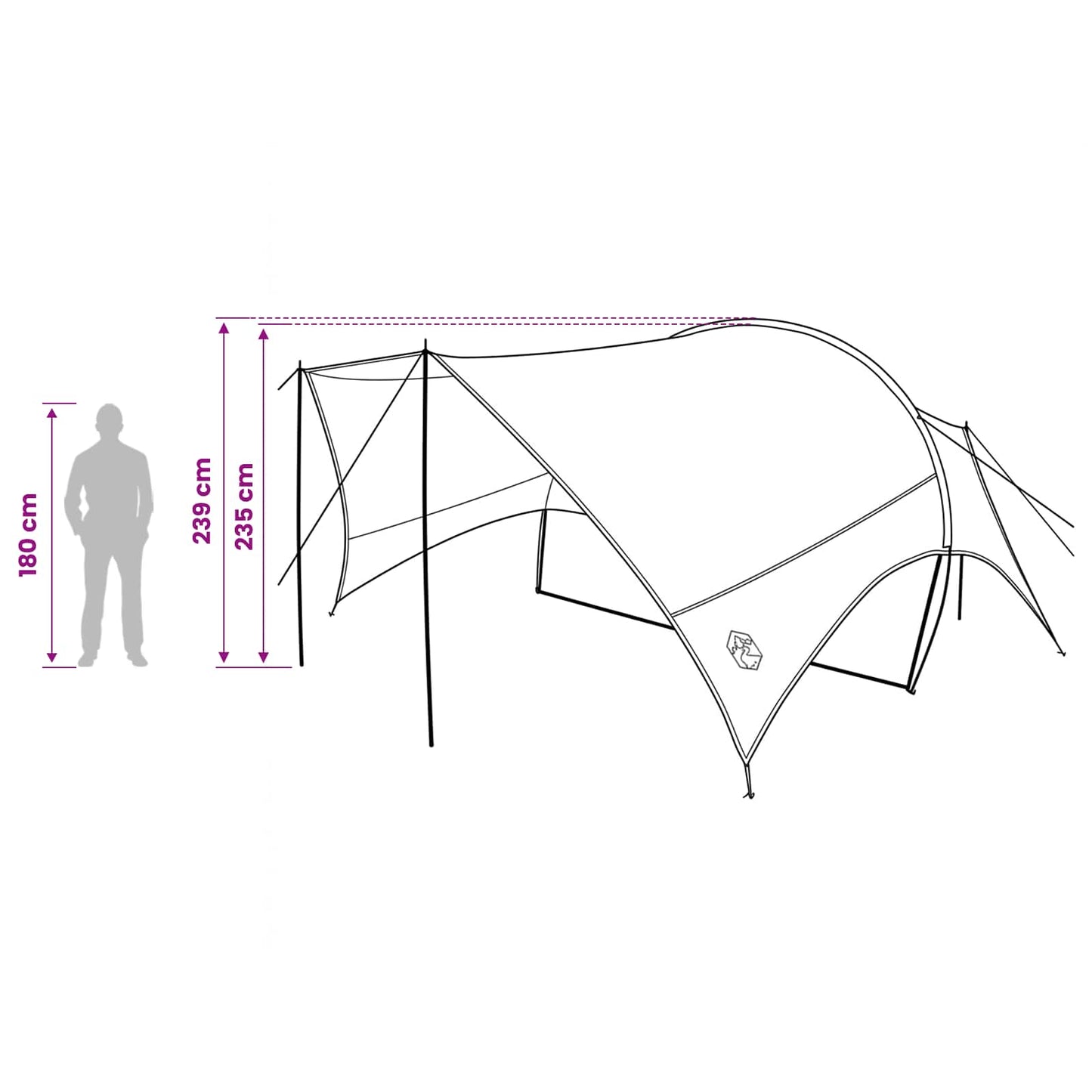 vidaXL Camping Tarp Water-resistant Army Green 550 x 400 x 230 cm