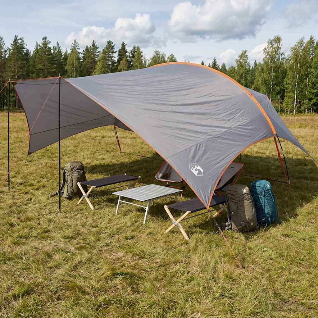 vidaXL Camping Tarp Water-resistant Grey and Orange 695 x 580 x 200 cm
