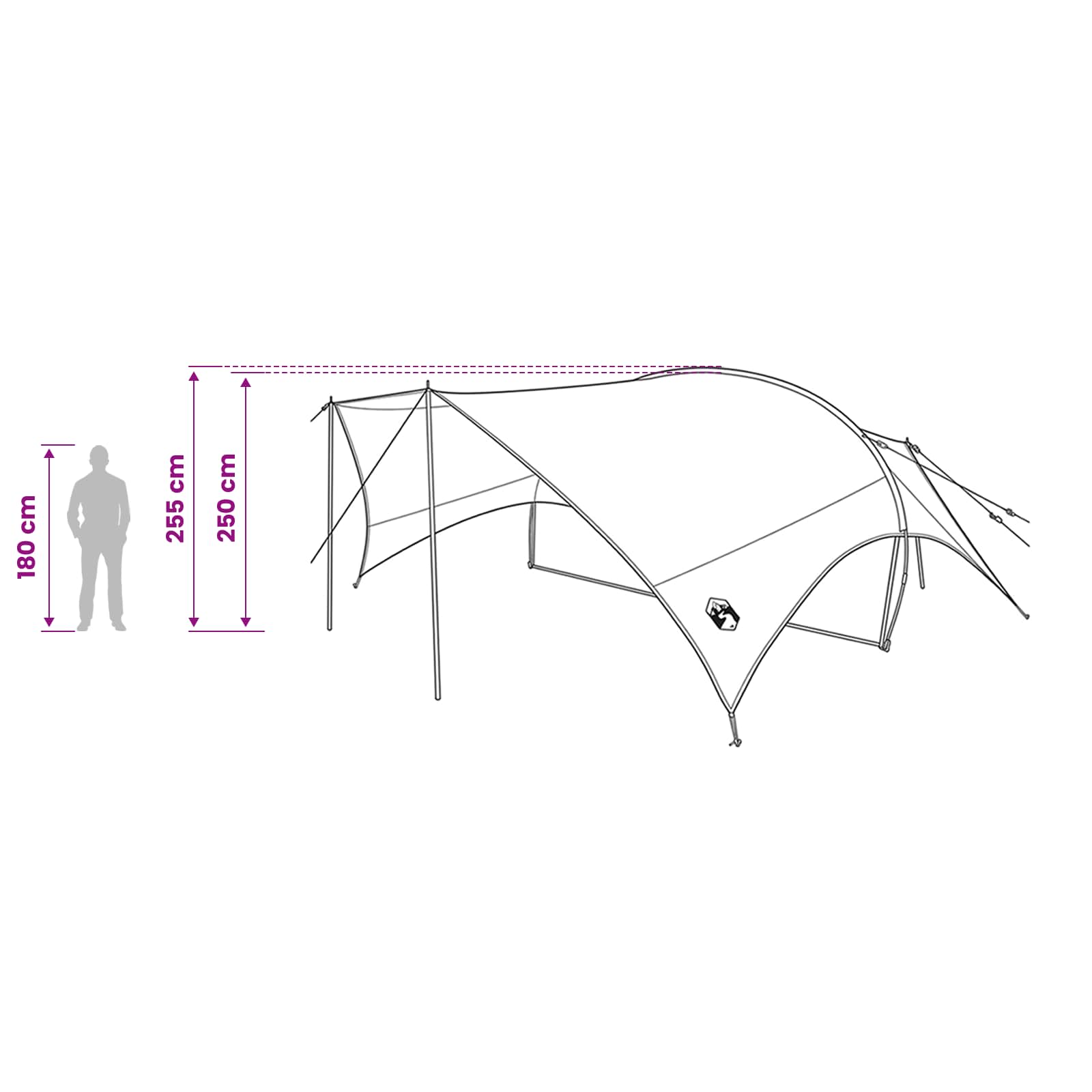 vidaXL Camping Tarp Water-resistant Grey and Orange 695 x 580 x 200 cm