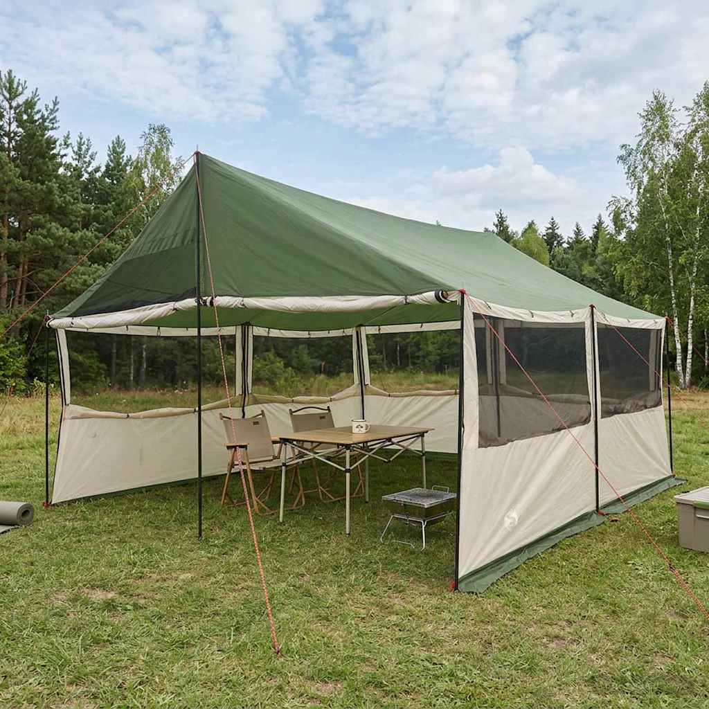 vidaXL Family Tent Green 450 x 400 x 265 cm Polyester and Steel