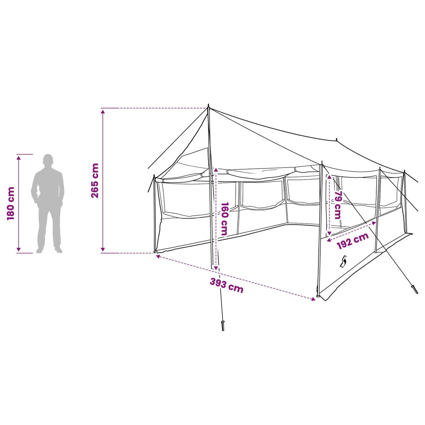 vidaXL Family Tent Green 450 x 400 x 265 cm Polyester and Steel