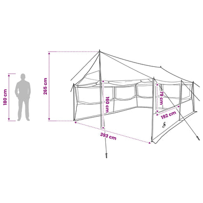 vidaXL Family Tent Green 450 x 400 x 265 cm Polyester and Steel